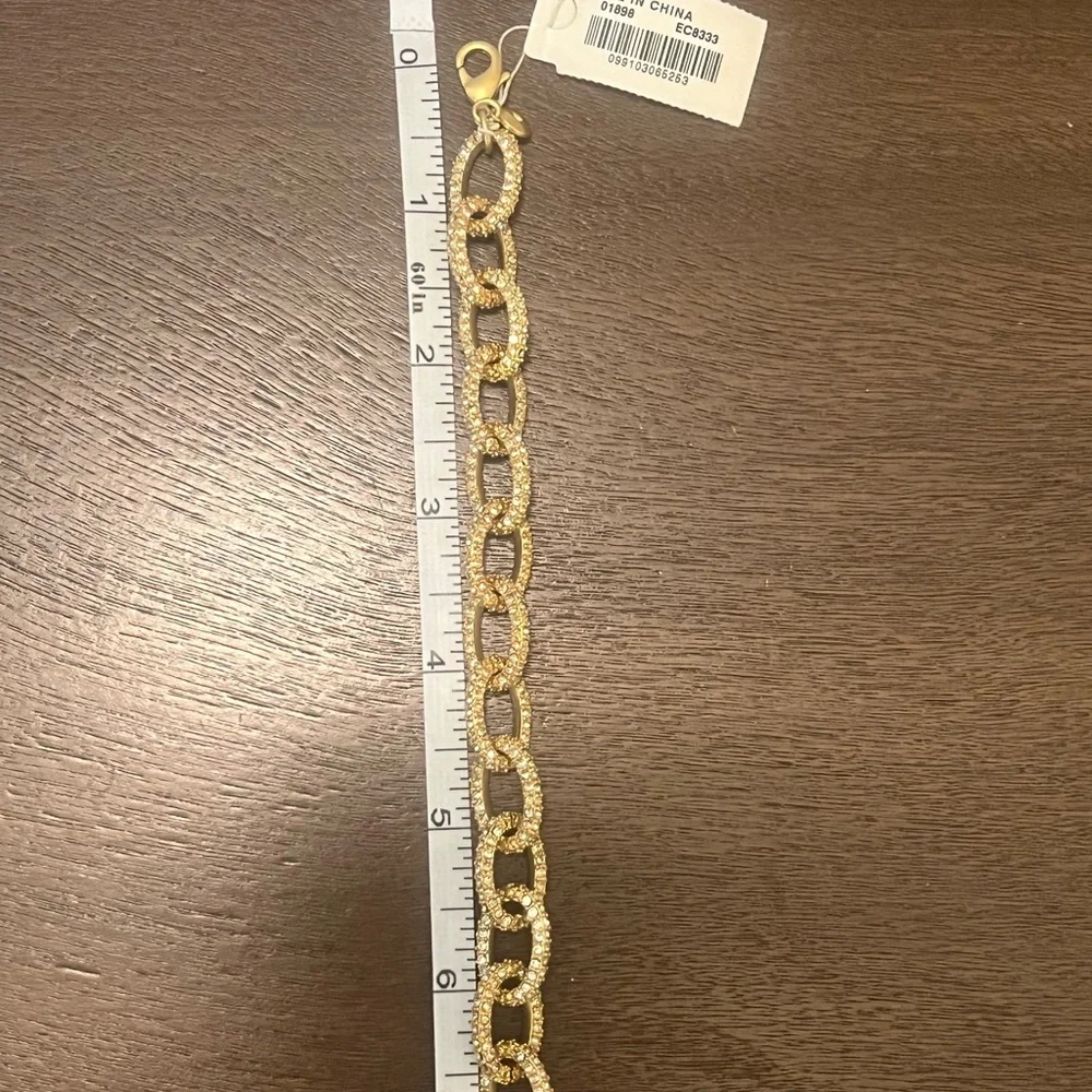 J. Crew NWT Gold and crystal link bracelet - Picture 4 of 4